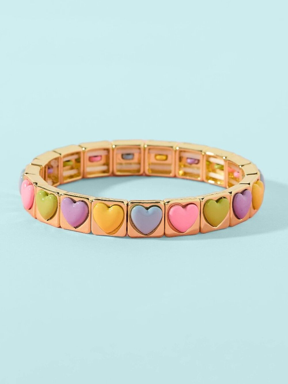 Girls Stretch Bracelet Colorful Bead Hearts